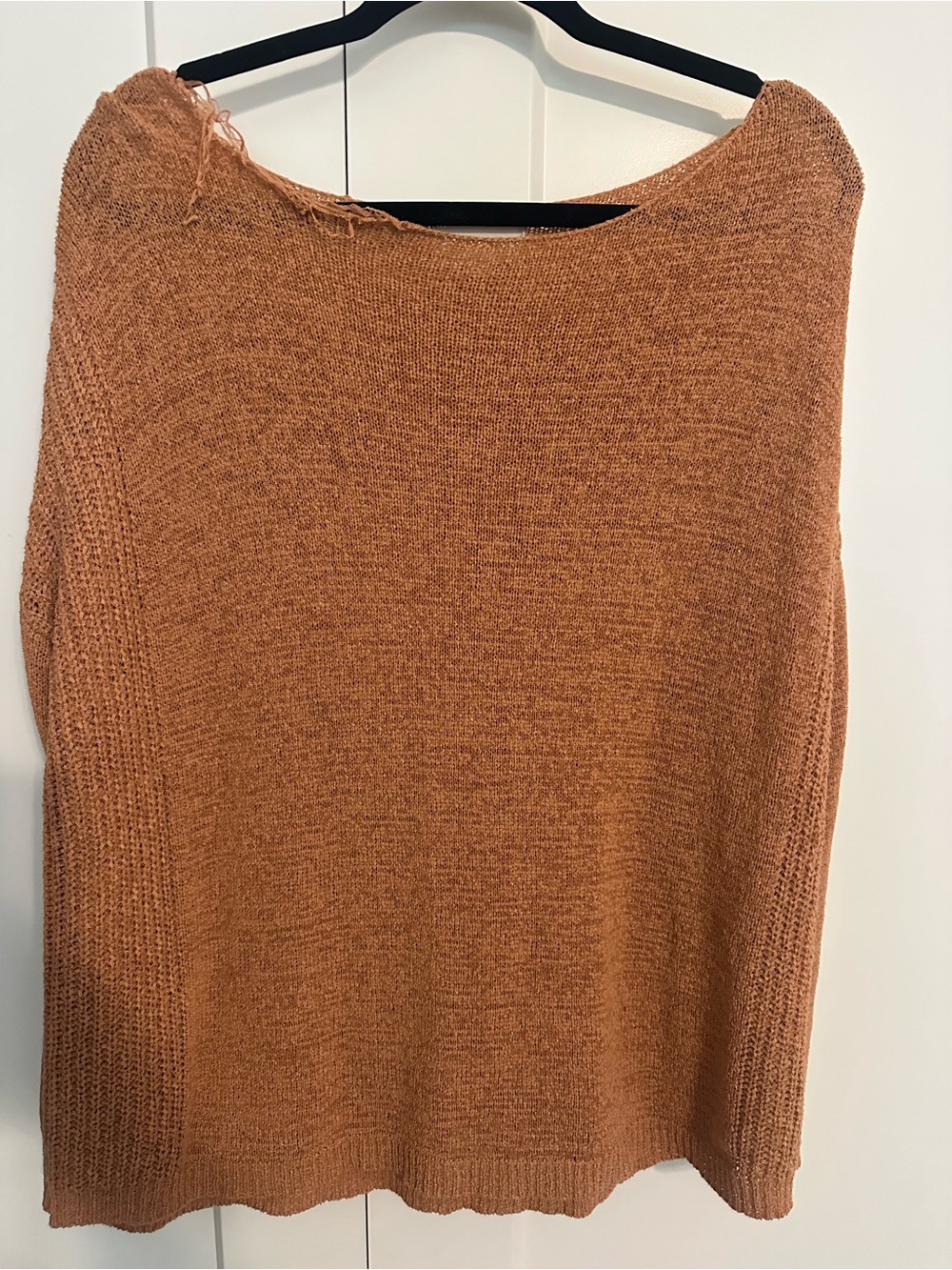 Off-the-Shoulder Rust Knit Sweater - Cozy Casual Pullover